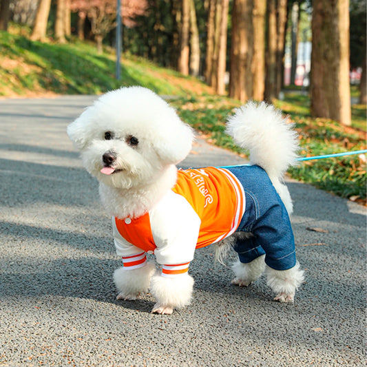 Dog Baseball Jumpsuit, a Soft and Comfortable Pet Jacket, Stylish Pet Clothing Suitable for Small and Medium Breeds