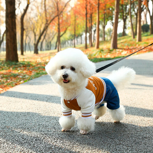 Dog Baseball Jumpsuit, a Soft and Comfortable Pet Jacket, Stylish Pet Clothing Suitable for Small and Medium Breeds